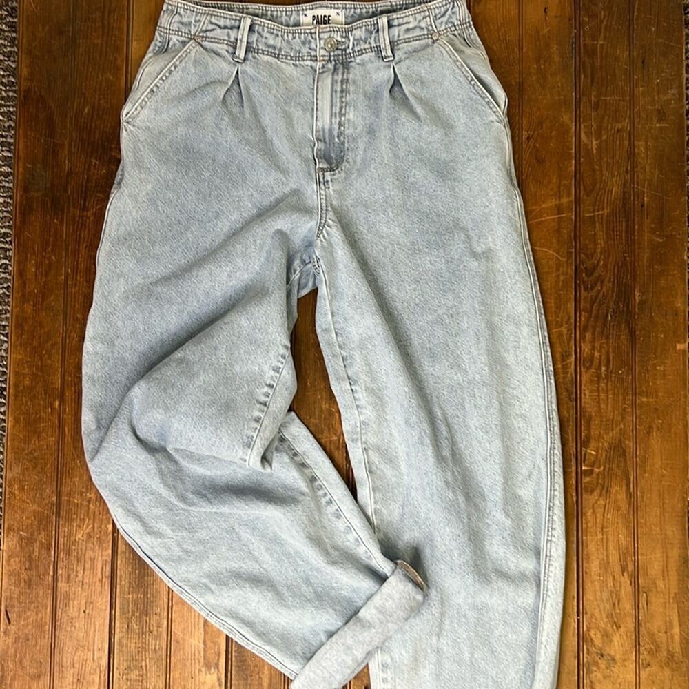 Women’s Paige baggy jeans denim high rise pleat front side pockets size 27